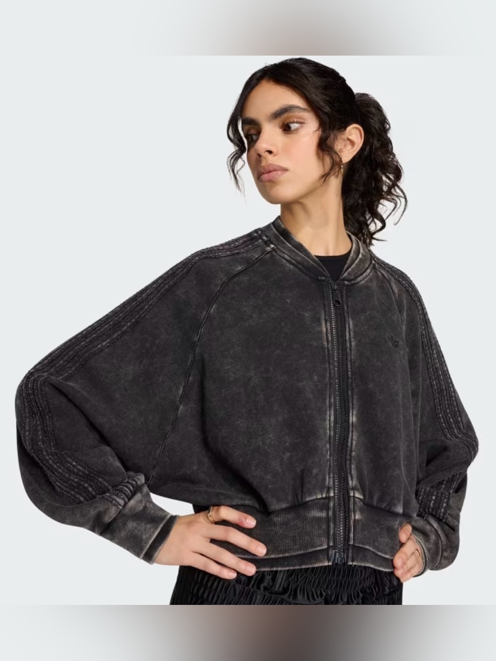 Adidas Cropped Zip Up Sweatshirt